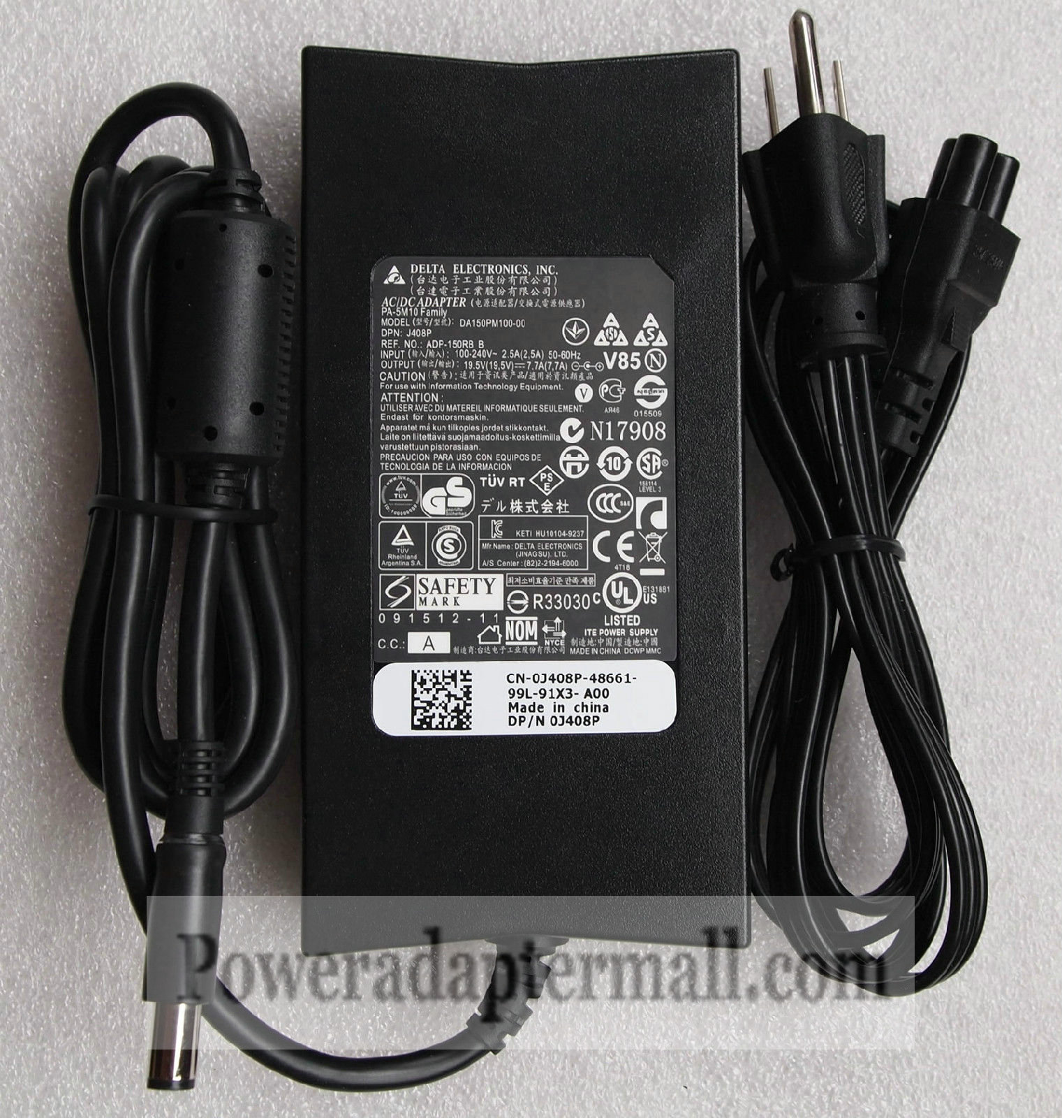 19.5V 7.7A Dell Alienware M14x M15x J408P AC Power Adapter - Click Image to Close